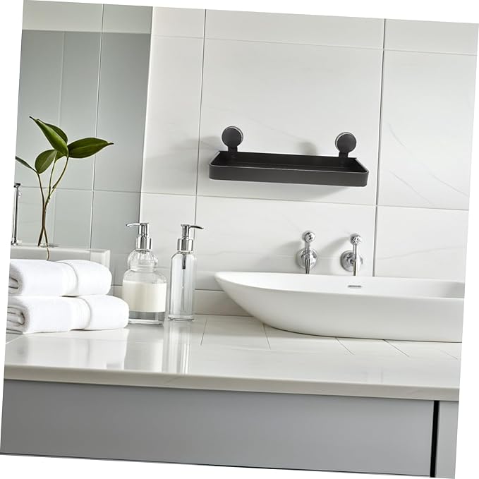 Ipetboom Suction Cup Bathroom Shelf Organizer Floating Storage for Toiletries Makeup No Drilling Required Easy Installation Stylish Dependable for