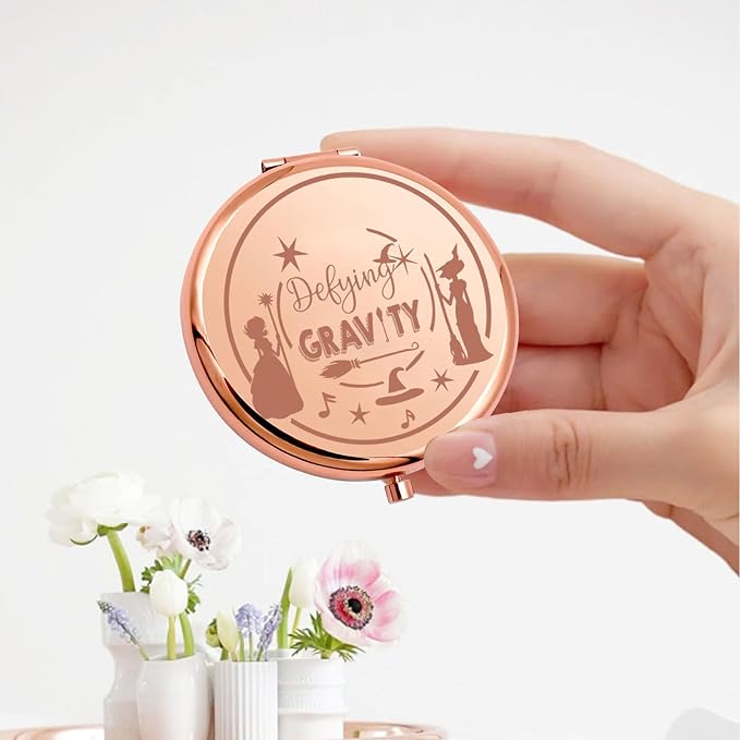 KEYCHIN Witch Pocket Mirror Musical Fans Gifts Defying Witch Compact Makeup Mirror Musical Theatre Witch Merch(Defying-RG)