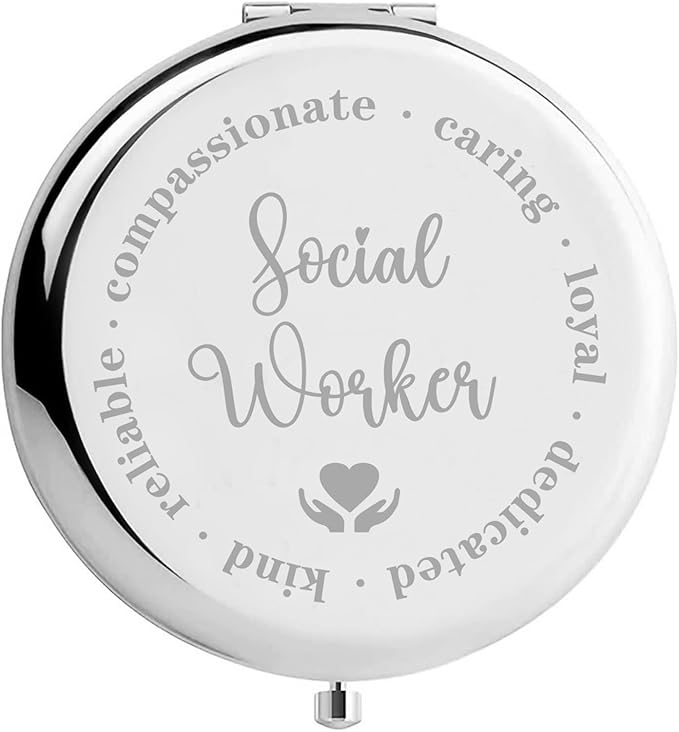 Social Worker Appreciation Gifts for Women, Social Work Month Volunteer Gift for BSW Compact Makeup Mirror