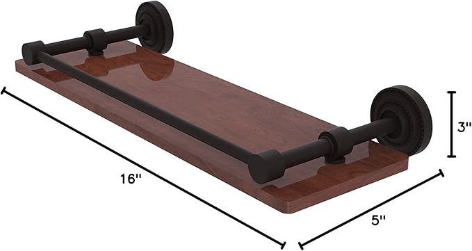 Allied Brass DT-1-16-GAL-IRW Dottingham Collection 16 Inch Solid IPE Ironwood Gallery Rail Wood Shelf, Oil Rubbed Bronze