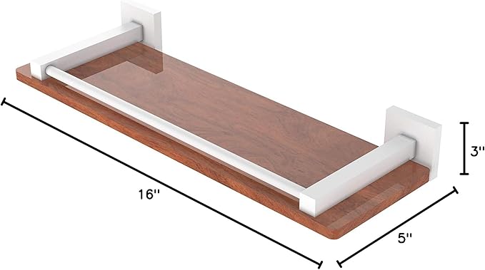 Allied Brass MT-1-16-GAL-IRW Montero Collection 16 Inch Solid IPE Ironwood Gallery Rail Wood Shelf, Matte White