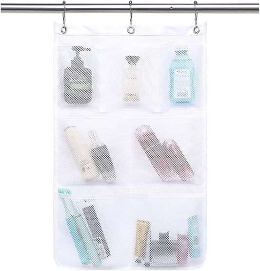 GYEUKHAM Hanging Mesh Shower Caddy for Bathroom - Quick Drying Portable Shower Organizer with Multiple Pockets for Soap,Shampoo and Cruise Ship Essentials Saving Bathroom Storage,White,1 Pack
