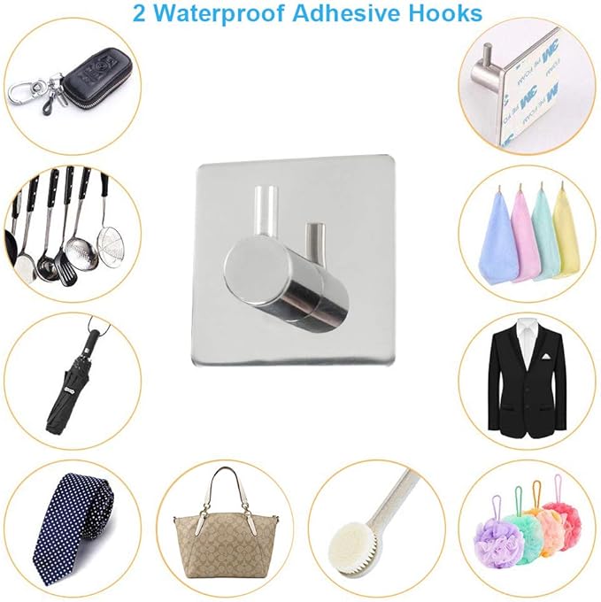 TocTen 5 PCS Bathroom Hardware Set SUS304 Stainless Steel-Towel Rack Set Include Lengthen Hand Towel Bar+Toilet Paper Holder+3 Robe Towel Hooks Bathroom Accessories Towel Bar Set(Polished Chrome,16IN)