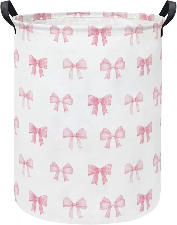 Baby Laundry Hamper kids laundry Basket Waterproof Storage Bin for Bedroom Toy Clothes Organizer Basket Woodland Animals Room D??cor(Bowknot)