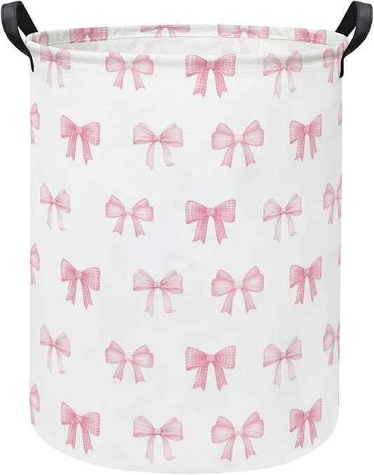 Baby Laundry Hamper kids laundry Basket Waterproof Storage Bin for Bedroom Toy Clothes Organizer Basket Woodland Animals Room D??cor(Bowknot)