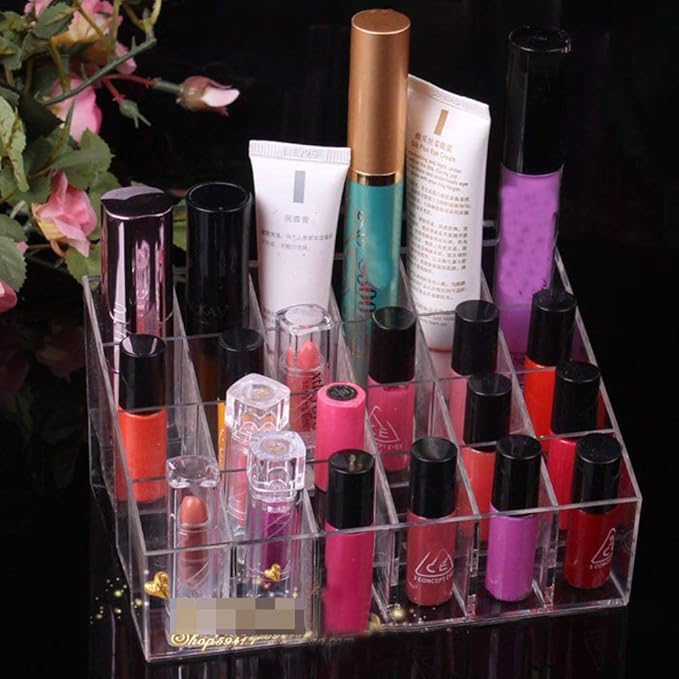 Lipstick Holder Clear Acrylic Makeup arylic Cosmetic Storage Display 24 Lattices Organizer