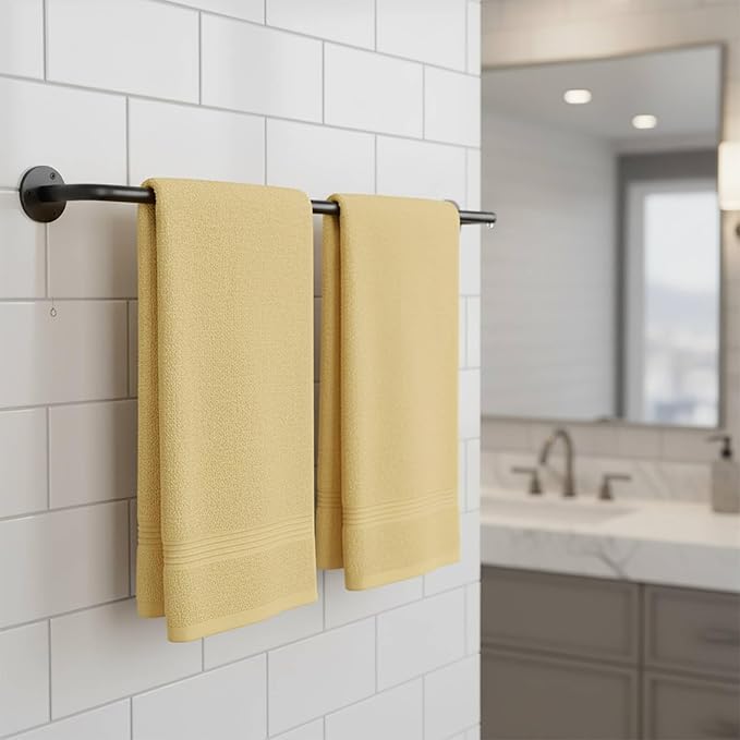 2 Packs Towel Bar 24-Inch Black Stainless Steel, Wall Mounted Bathroom Towel Rack with Mounting Screws, Rustproof