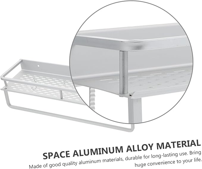 SHOWERORO Bathroom Decor Wall Shelves for Bathroom Wall-Mounted Storage Rack No Punching Glue Installation Aluminum Material Sturdy