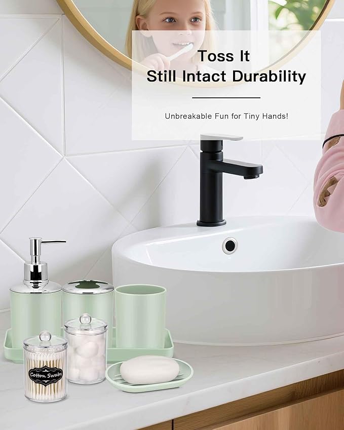 IMAVO Green Bathroom Accessories,Non Slip Absorbent Bathroom Rugs and Waterproof Shower Curtain with Hooks,Complete Bathroom Set for Bathroom Décor