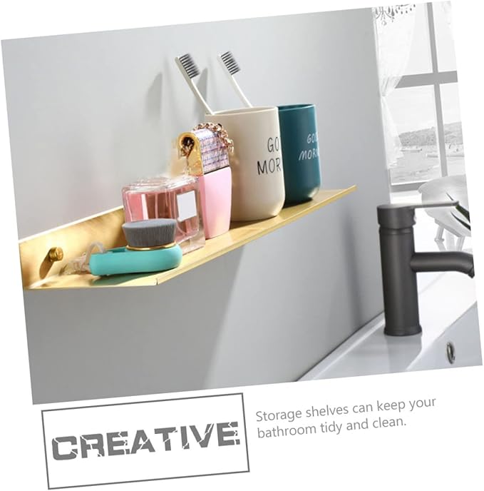 Bathroom Storage Mounted Small Shelf for Toiletries Easy Installation Space Saving Organizer Capacity Brushed Aluminum Design for Clean Tidy Bathrooms