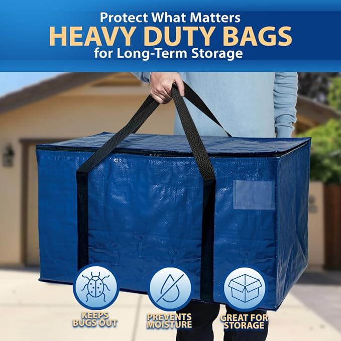 ClearSpace Heavy Duty Moving Bags or Storage Bag ?€? Large Moving Boxes with Backpack Straps, Zippers & Handles ?€? Perfect for Moving, College Dorm, Traveling, Camping, Christmas Decorations, 2 Pack