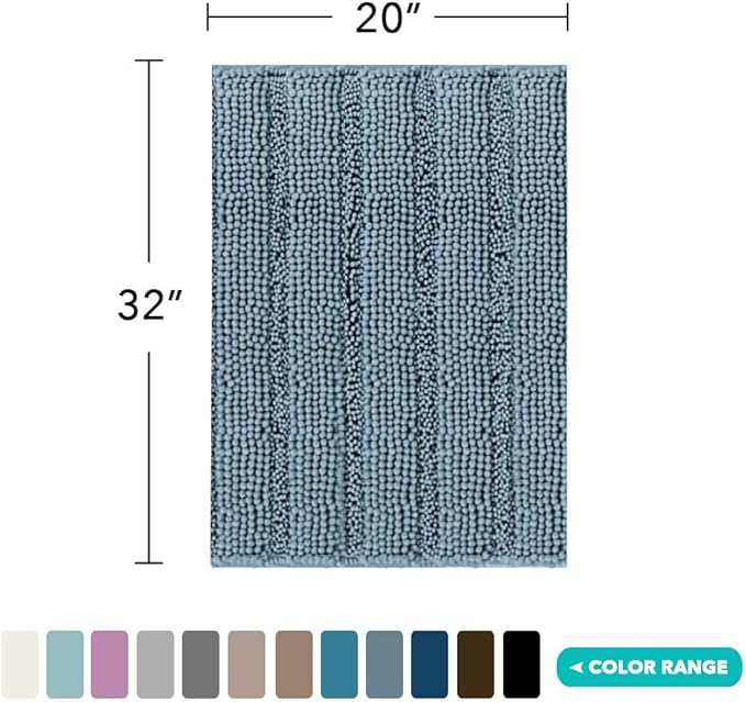 Turquoize Bathroom Rugs and Mats 1-Piece Bath Mat Set Non Slip Bath Mats for Tub Extra Soft and Absorbent Gray Shaggy Rugs for Bedroom Machine Washable Bath Mats, 20"x 32", Stone Blue
