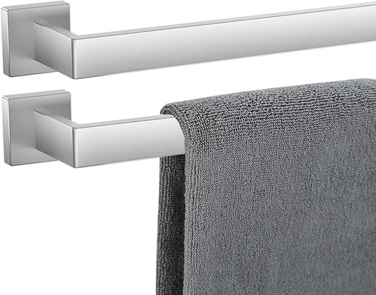 Towel Bar 2 Pack for Bathroom 32 Inch Brush Nickel Towel Holder 12/16/20/24/28/32/36 In Stainless Steel SS304 Rustproof Towel Rack Modern Square Towel Rod for Bathroom Wall(2, Brushed Nickel, 32 Inch)