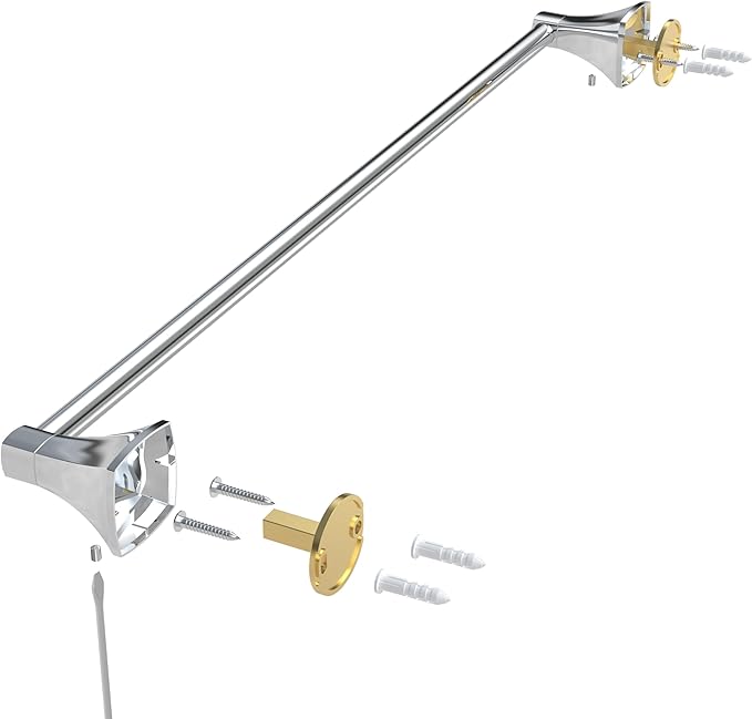 24 Inch Chrome Towel Bar Towel Rack for Bathroom Kitchen Hand Towel Holder Dish Cloths Hanger SUS304 Stainless Steel Rustproof Wall Mount