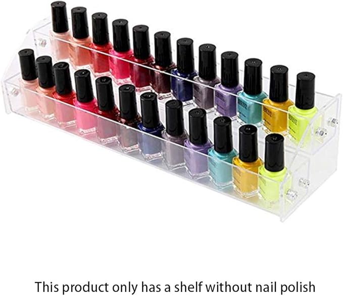 Acrylic Nail Polish Organiser 2 Tier Clear Nail Polish Holder Essential Oils Organiser Shelves Display Rack Stand,Nail Polish Lipstick Organise Stand Holder,Transparent Makeup Organizer for Bottles