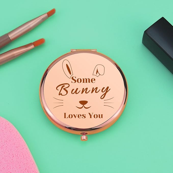 Bunny Gifts for Women Bunny Lovers Gift Compact Makeup Mirror Rabbit Themed Presents Rabbit Lover Gift Ideas Animal Lover Presents Folding Makeup Mirror for Mom Friend Sister Owner Birthday Graduation