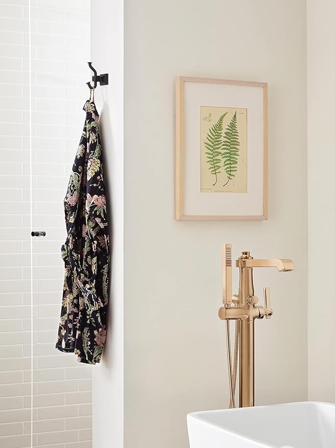 Amerock BH36020MB | Matte Black Single Robe Hook | 4-1/4 in. (108 mm) Length Towel Holder | Mulholland | Towel Hook for Bathroom | Bathroom Hardware | Bath Accessories