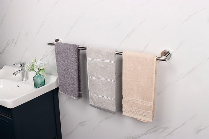 TocTen Bath Towel Bar - Thicken SUS304 Stainless Steel Bathroom Towel Holder, Towel Rod for Bathroom Heavy Duty Wall Mounted Towel Rack Hanger (30IN, Chrome)