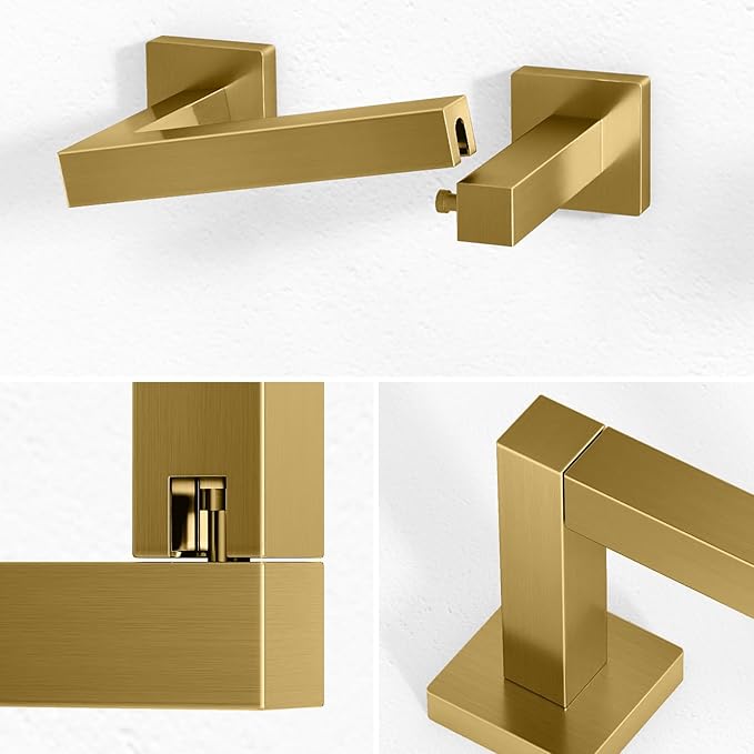 FEILERN Toilet Paper Holder Wall Mounted Post Pivoting Square Tissue Holders Roll Holder Hangers for Bathroom Commercial Toilet Paper Dispenser,Gold