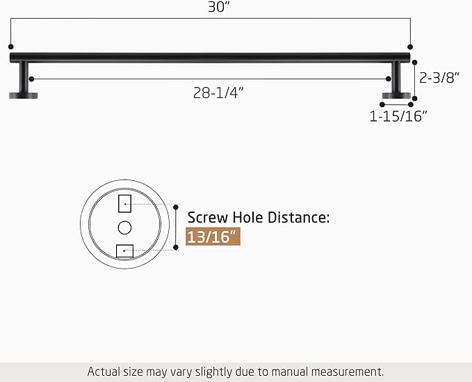 KES Bath Towel Rack Black Towel Bar for Bathroom, Towel Holder Wall Mount 18/8 Stainless Steel Matte Black, Total Length 30 Inch, A2000S76B-BK