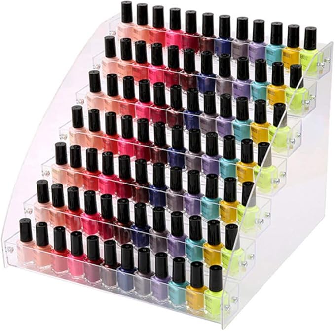 1 Pcs Multi-Layer Removable Nail Polish Shelf Acrylic Clear Cosmetics Multi-Functional Display Stand Rack Holder for Women (7 Layers)