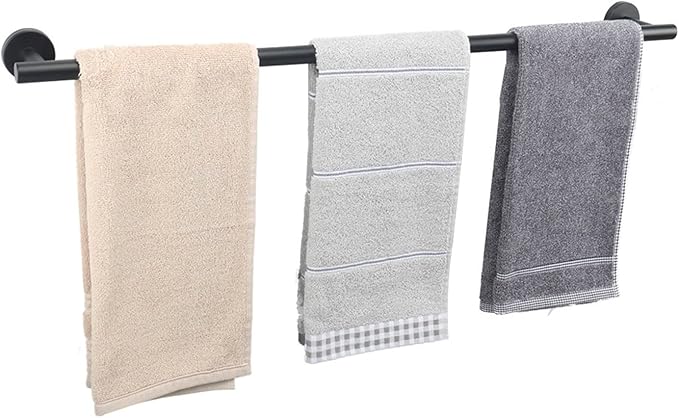 TocTen Bath Towel Bar - Thicken SUS304 Stainless Steel Bathroom Towel Holder, Towel Rod for Bathroom Heavy Duty Wall Mounted Towel Rack Hanger (30IN, Black)