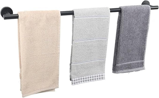 TocTen Bath Towel Bar - Thicken SUS304 Stainless Steel Bathroom Towel Holder, Towel Rod for Bathroom Heavy Duty Wall Mounted Towel Rack Hanger (30IN, Black)