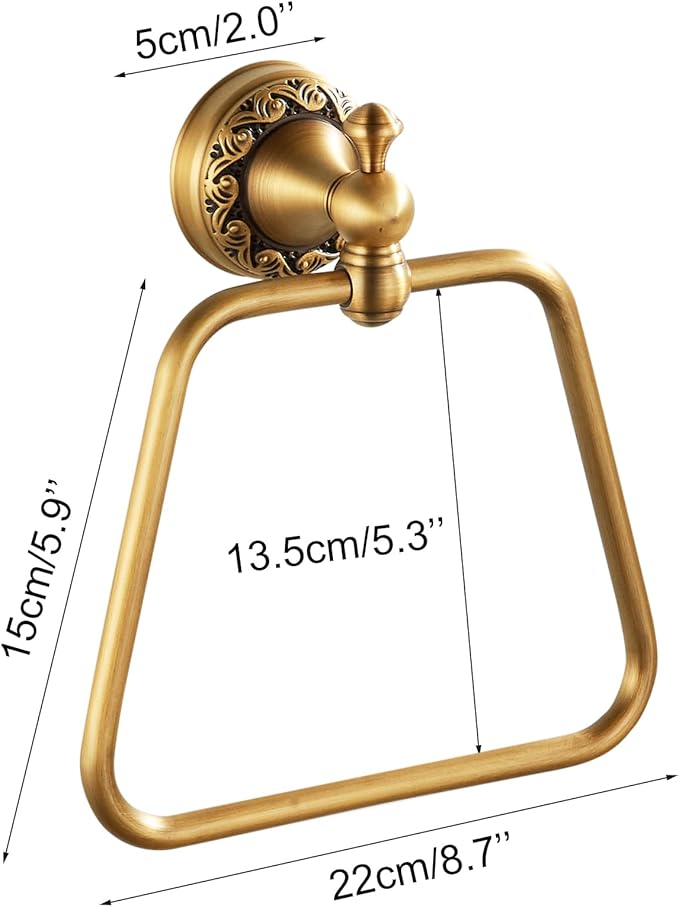 Trapezoid Antique Bronze Brass Hand Towel Holder, Bathroom Hardware Accessories,Pattern Carving Design