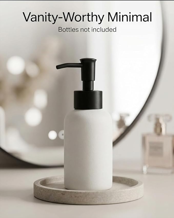 2-Pack Soap Dispenser Pumps Replacement, Universal Lotion & Soap Pump Heads for Standard 28/400 Bottle Neck, Black Finish (Fits 26mm-28mm/ 1.02-1.10 inch)