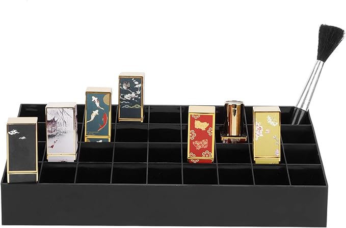 36 Grids Makeup Organizer Storage Box Display Stand Cosmetic Desktop Lipstick Rack Container (Black)