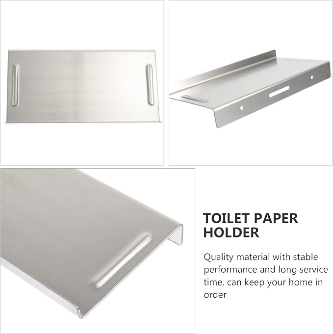 Mobestech Stainless-Steel Storage Rack Wall-Mounted Bathroom Organizer 1.2Mm Brushed Sundries Holder Toilet Paper and Shampoo Shelf for Bathroom Storage
