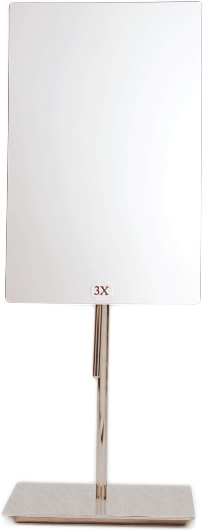 Marriott Minimalist Table-Top Vanity Mirror - Swivel Vanity Mirror with 3X Magnification - Chic Brushed Nickel Finish
