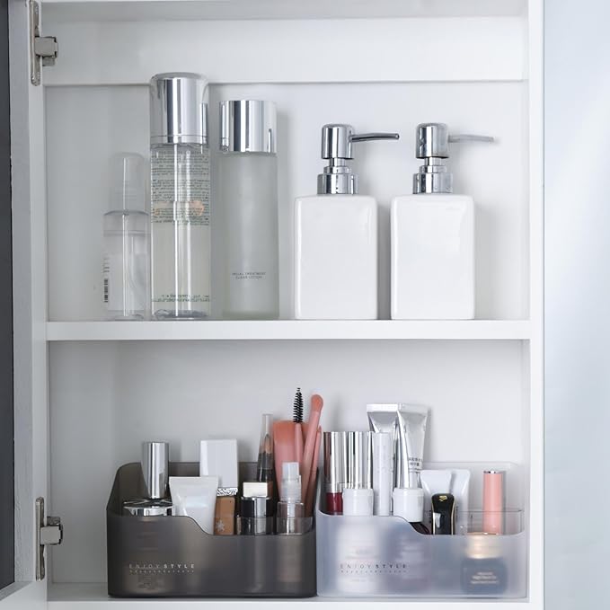 UNIKON Eunion Makeup Organizer, Clear Small Countertop Makeup Caddy Storage Organization Bins Cosmetics Holder for Cabinet