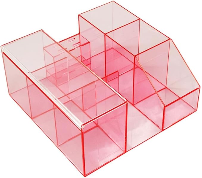 Eyelash Beauty Organizer, Acrylic Eyelash Grafting Tool Storage Beauty Tool W/Tweezers Holder Display Boxes for Home Eyelash Salon (Transparent Pink)