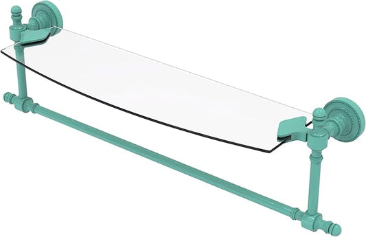 Allied Brass Retro Dot Collection Glass Vanity Shelf with Integrated Towel Bar