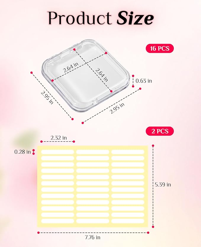 16PCS Press on Nail Boxes, Nail Cases for Press Ons with Adhesive Double Sided Tape