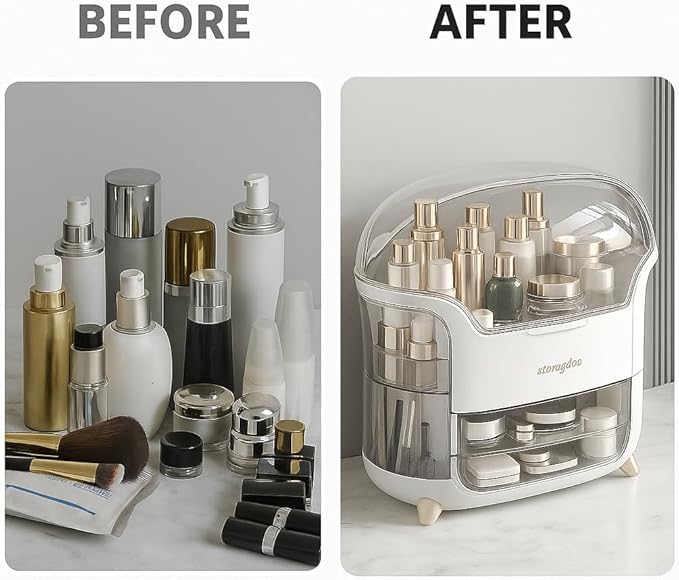 1 Pc Makeup Organizer, Bathroom Countertop comes with a makeup brush case that includes a small mirror, Vanity Makeup Organizer, Makeup Storage Organizer, Cosmetic Organizer.