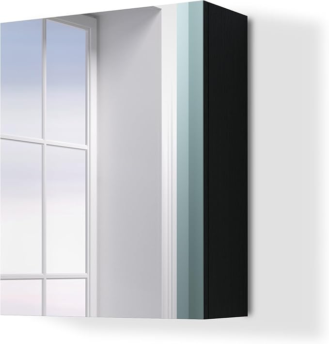 18x14 inch Bathroom Wall Cabinet, Saver Storage Cabinet, Medicine Cabinet with 1 Door and Adjustable Shelves, Black（Assembly Required）