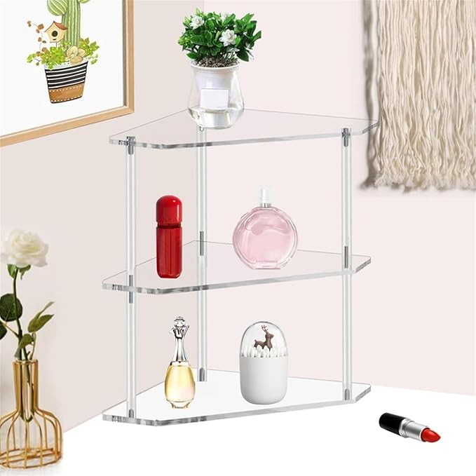 Space Saving 3 Tiers Corner Shelf Unit Efficient Storage Rack for Bathrooms Kitchens and Living Rooms Makeup Holder