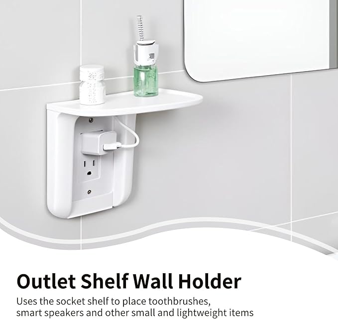Outlet Shelf, Outlet Shelf Wall Holder ABS Plastic Bathroom Wall Organizer Holder for Smart Home Devices, Phones, Speaker