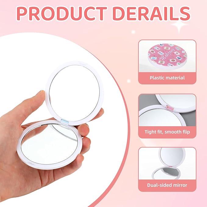 Roowest 12 Pcs Mahjong Themed Compact Mirror Bulk for Purse Folding Mini Pocket Double Sided Mirror for Women Mahjong Party Favors Trave Gift