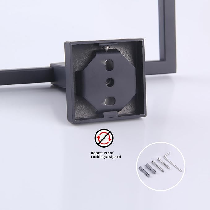 GERZWY Matte Black Bath Towel Ring Bathroom Towel Holder Towel Rack Wall Mounted Stainless Steel Contemporary Style JG1916-2BK