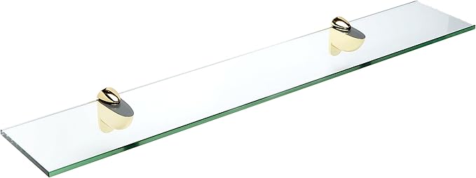 Spancraft Glass H-6x33-Brass Heron Glass Shelf, Brass, 6" x 33"