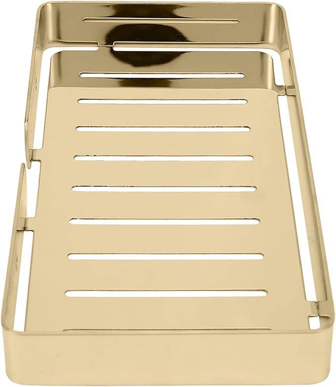FTVOGUE Bathroom Shelf Storage, Stainless Steel Wall Mount Rack, Drain Rack for Kitchen and Bathroom Organizing Shampoo and Dispenser, Black Finish, 23x12cm (Gold)