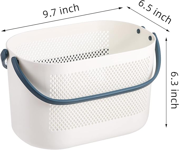 AVLA 4 Pack Portable Shower Caddy Basket, Plastic Storage Baskets with Handles, Drainage Toiletry Organizer Bin, Dorm Shower Tote Bag for Bathroom, Kitchen, Closet, Bedroom, College, Gym, Camp