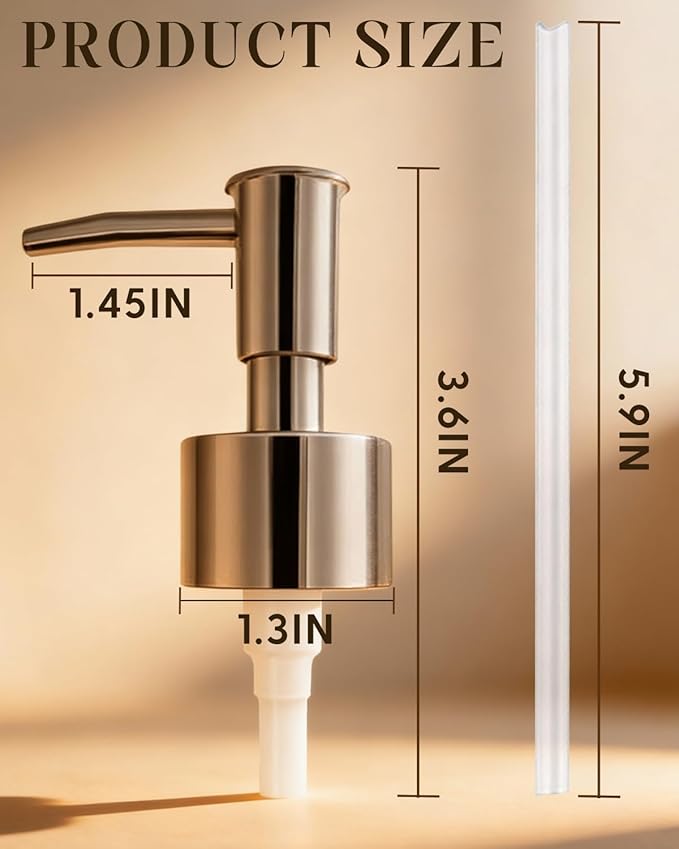 2-Pack Soap Dispenser Pumps Replacement, Universal Lotion & Soap Pump Heads for Standard 28/400 Bottle Neck, Silver Finish (Fits 26mm-28mm/ 1.02-1.10 inch)