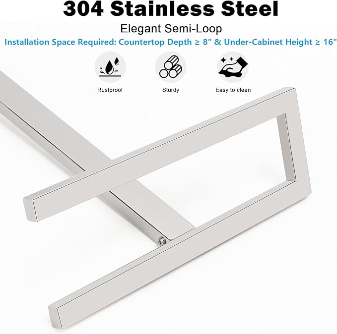 Livabber Standing Hand Towel Holder, 304 Stainless Steel Hand Towel Rack Stand with Heavy Marble Base, Bath Accessories, Towel Ring for Bathroom Kitchen Countertop, 14 Inch (Chrome)