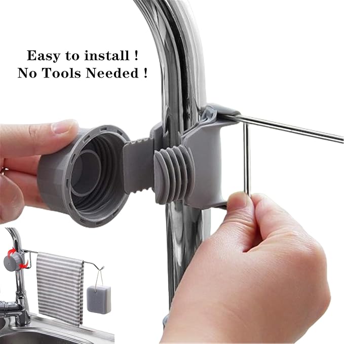 Towel Holder for Kitchen Sink, 2 PCS Faucet Storage Rack Faucet Towel Bar Stainless Steel Faucet Rack Kitchen Towel Holder for Kitchen