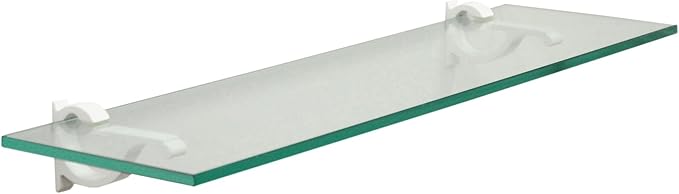 Clear Floating Glass Shelf 6" X 33" in White