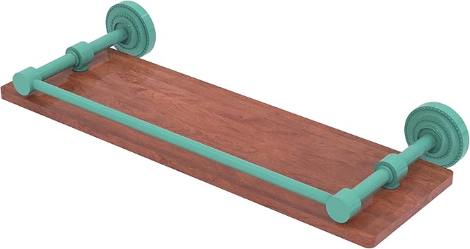 Allied Brass DT-1-16-GAL-IRW-SFG Dottingham Collection 16 Inch Solid IPE Ironwood Shelf with Gallery Rail, Sea Foam Green